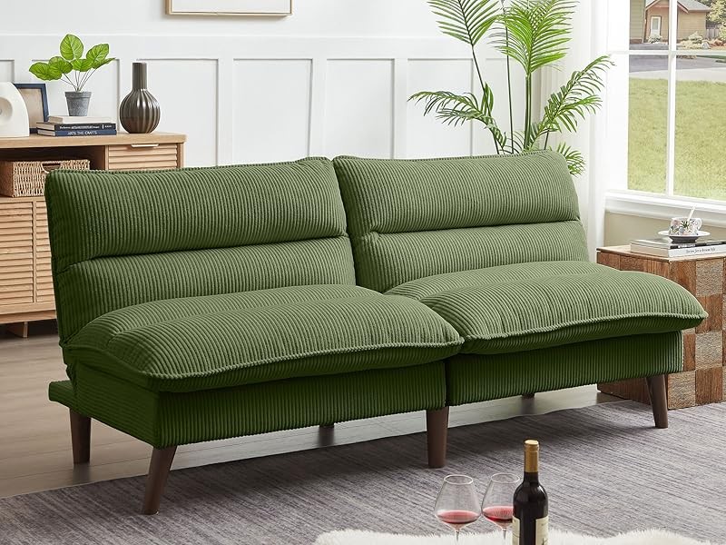 Futon Sofa Bed, 72″ Small Couches for Small Spaces, Folding Love Seat