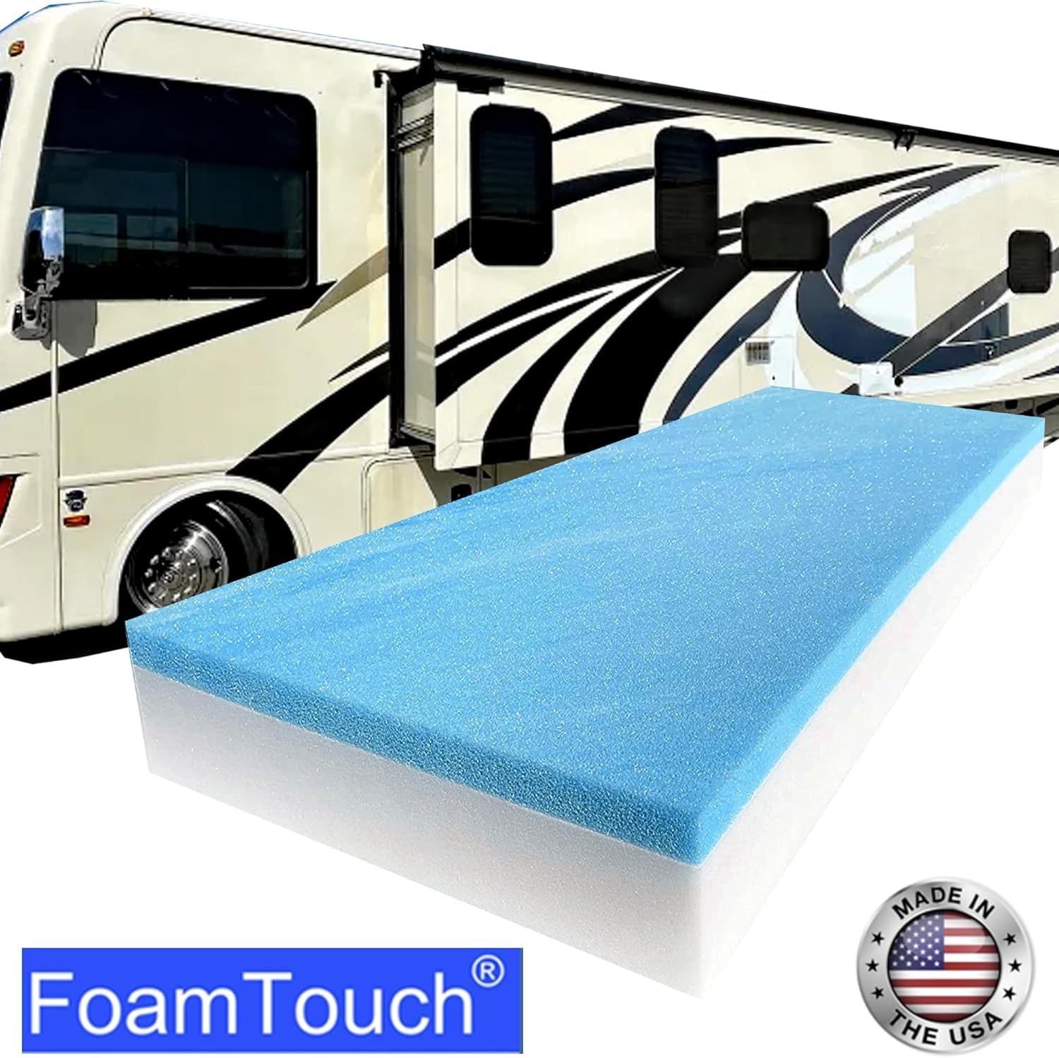 3″ Height x 36″ Width x 72″ Length Camper/RV bunk Mattress with Memory Foam -…