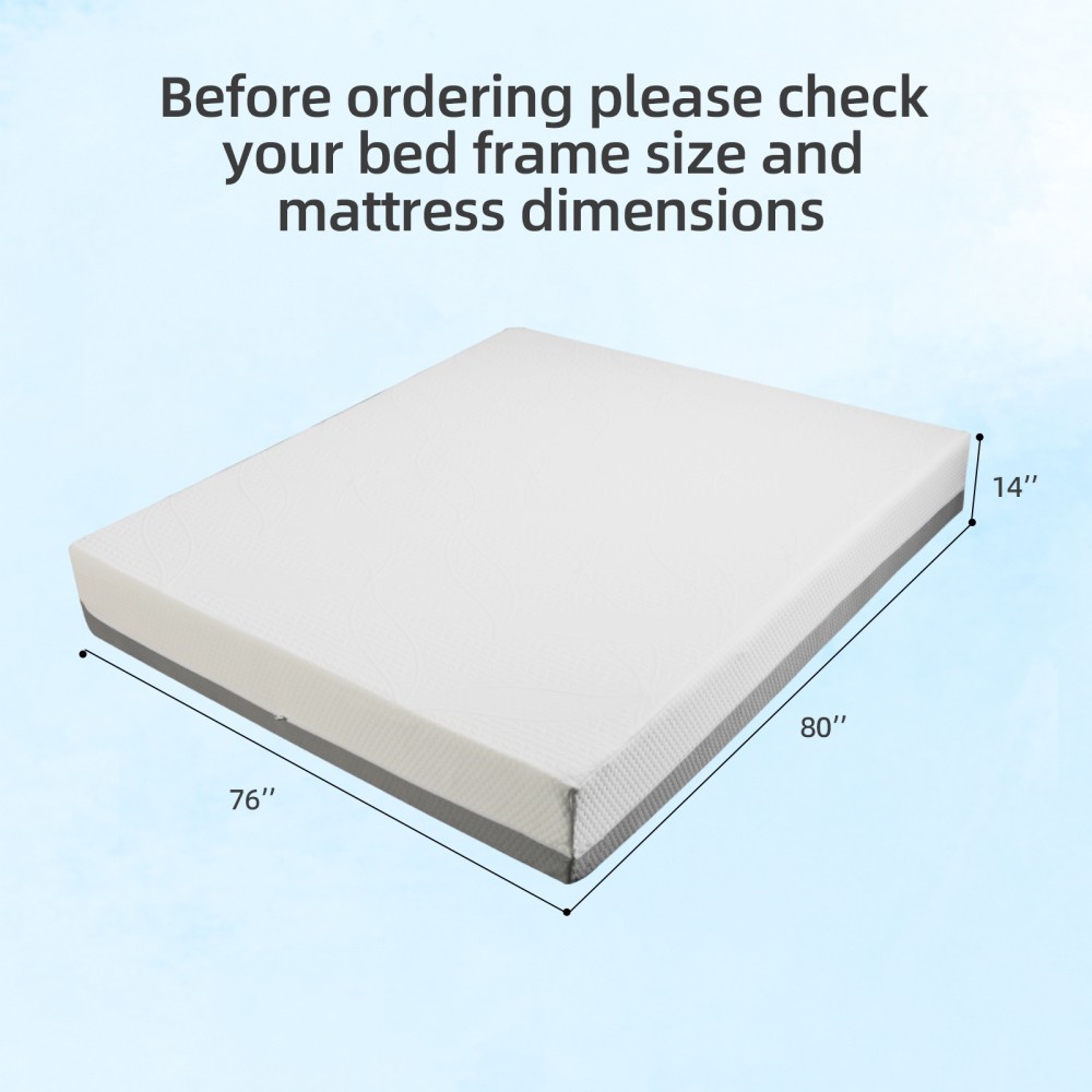 King 14″ Mattress, Zoned Cooling Gel Memory Foam, CertiPUR-US, OEKO-TEX