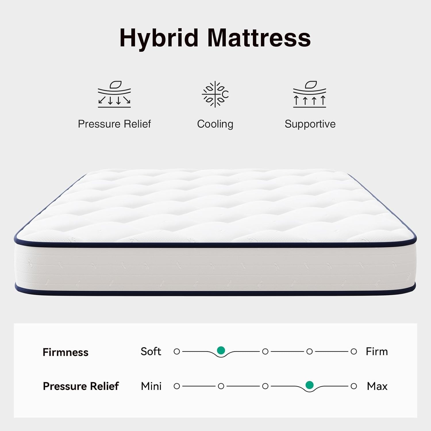 8 inch Twin Mattress Kids,Foam & Spring Hybrid Mattresses Twins Comfortable