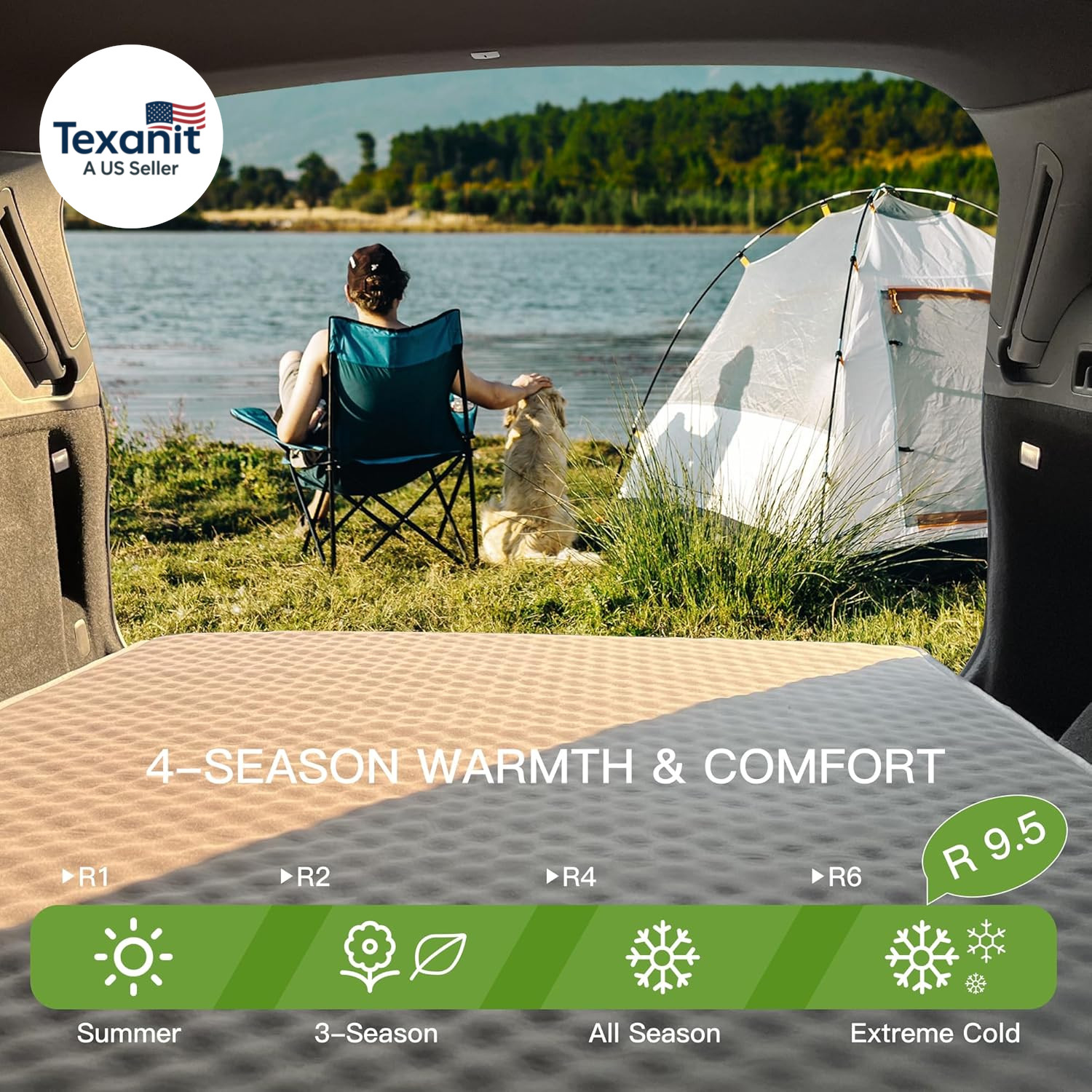 Upgraded Hybrid Foam & Air SUV Mattress with Rechargeable Built-In Pump, Quick I