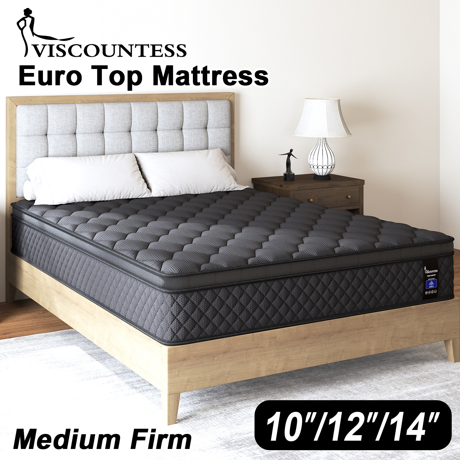 10″ 12″ 14″ Gel Memory Foam Mattress Twin Full Queen King Hybrid Spring In A Box
