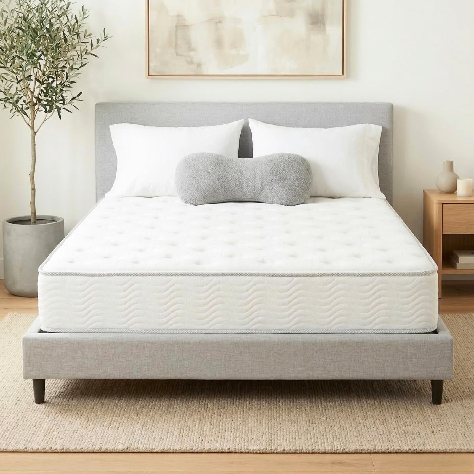 Pemberly Row Modern 9-Inch Polyurethane Queen Mattress in White