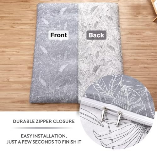 100% Washed Cotton Zippered Futon Cover for Twin Cotton Grey White Forest