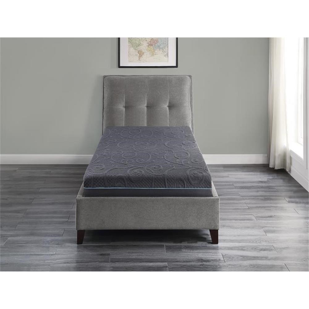 Pemberly Row 8″ Fabric Twin Gel Memory Hybrid Mattress in Gray