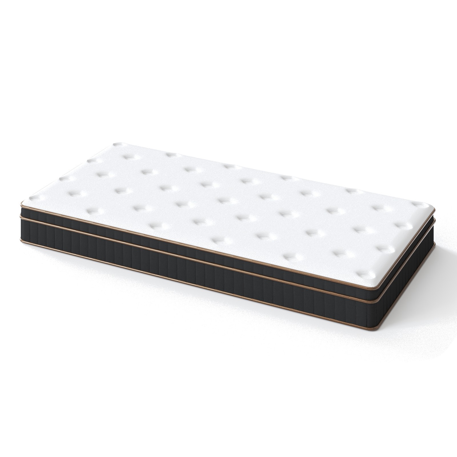 10 Inch Twin XL Mattress, Innerspring Mattress with Black Gold Trim &White Cover