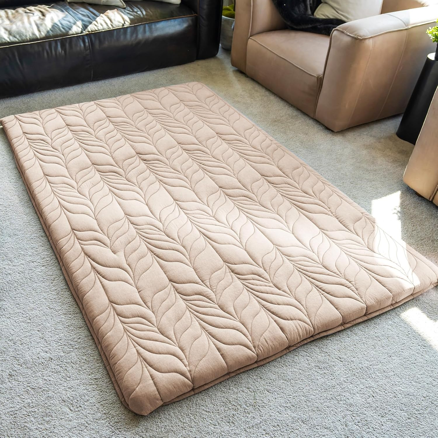 Japanese Floor Mattress Futon Mattress Full Size, Thicken Roll up Tatami Mat W/
