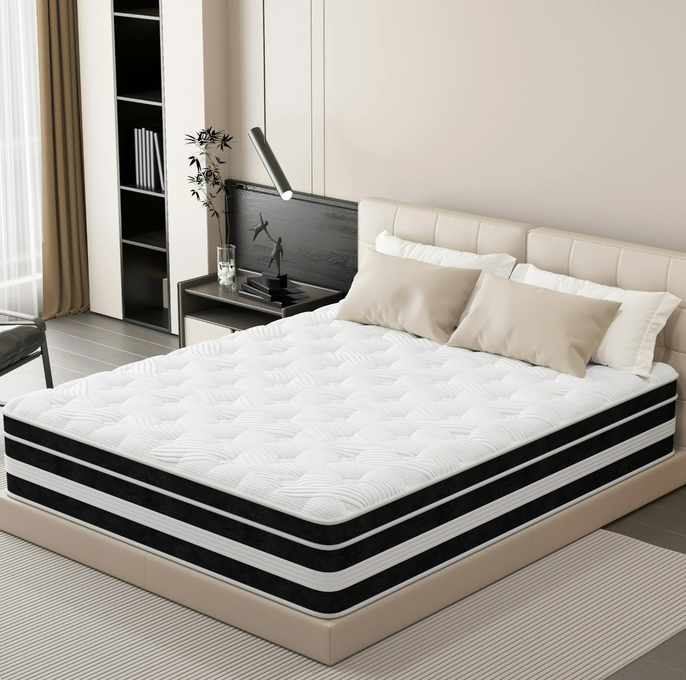 Colchon Full Hibrido Gel 14” Espuma Memory Foam Mattress Medium Firm