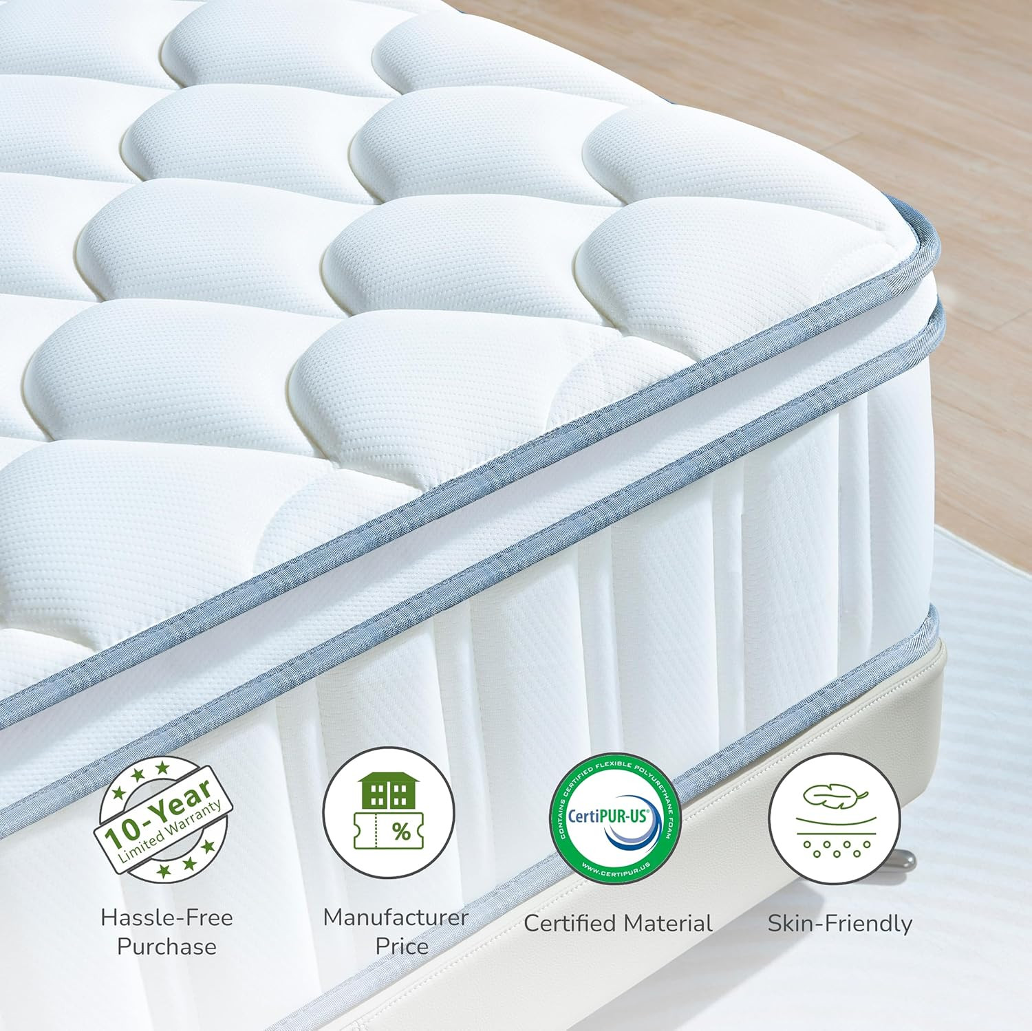 12″ Queen Memory Foam Hybrid Mattress with Pocket Springs & Pressure Relief