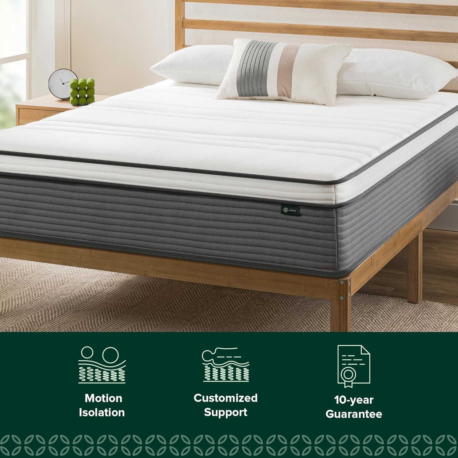 10 Inch True Support Hybrid Mattress [New Version] Queen Fiberglass Free Medium