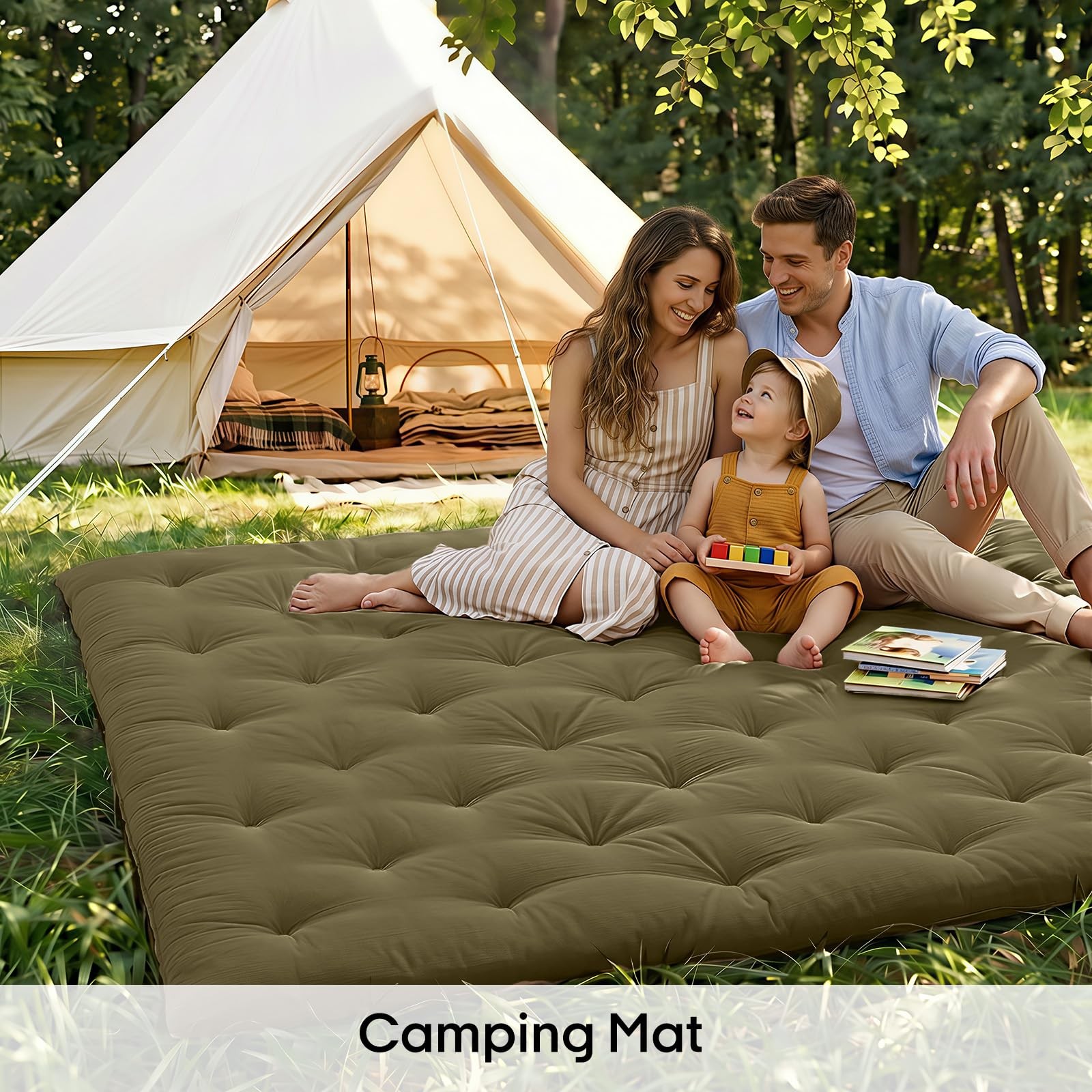 ZonLi Japanese Floor Futon Mattress Twin (80″L x 39″W x 2.5″Th), Winter Moss