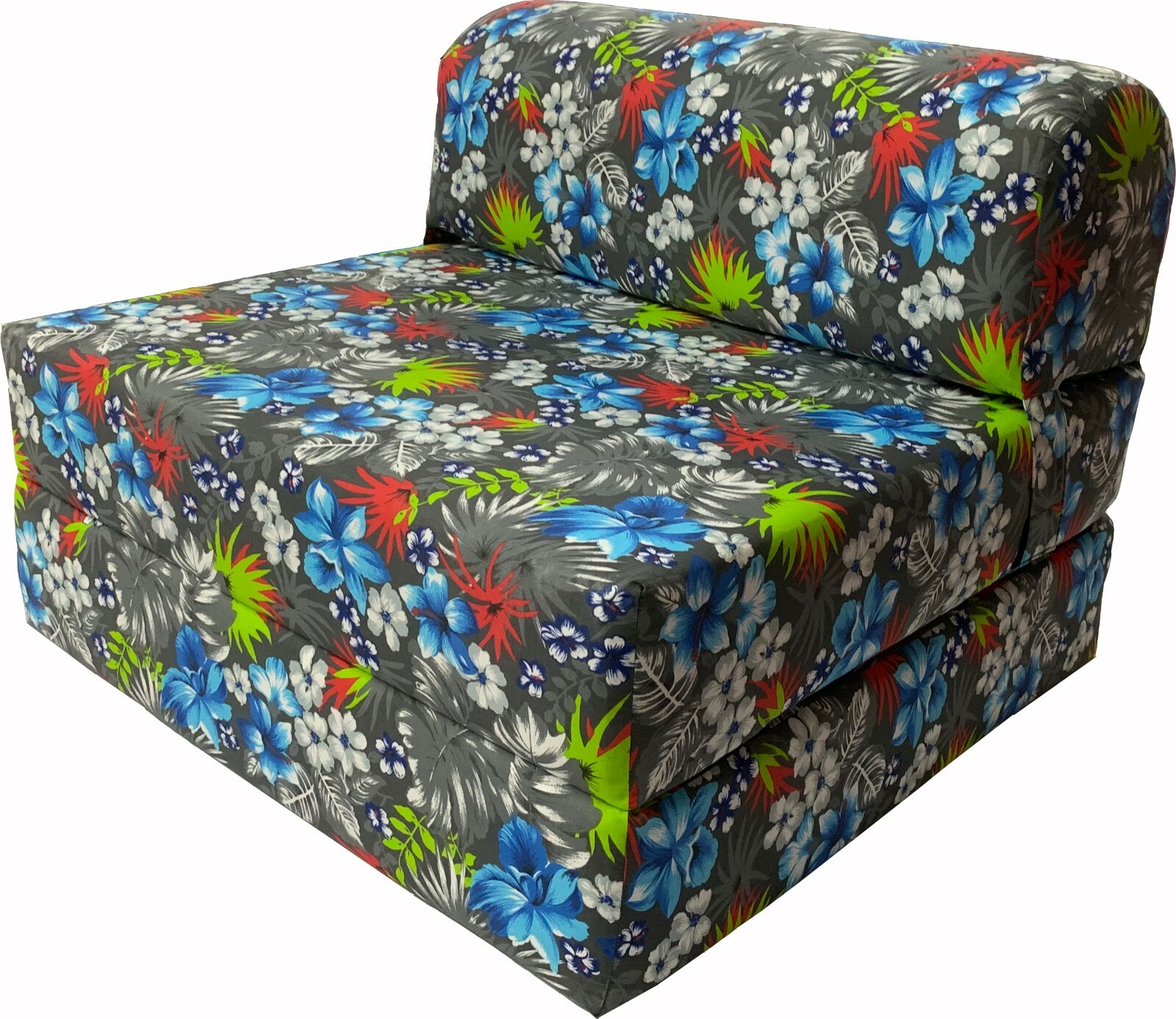 Portable Flip Sleeper Chair Folding Foam Beds, Sofa Couche 6x32x70 Tropical Blue