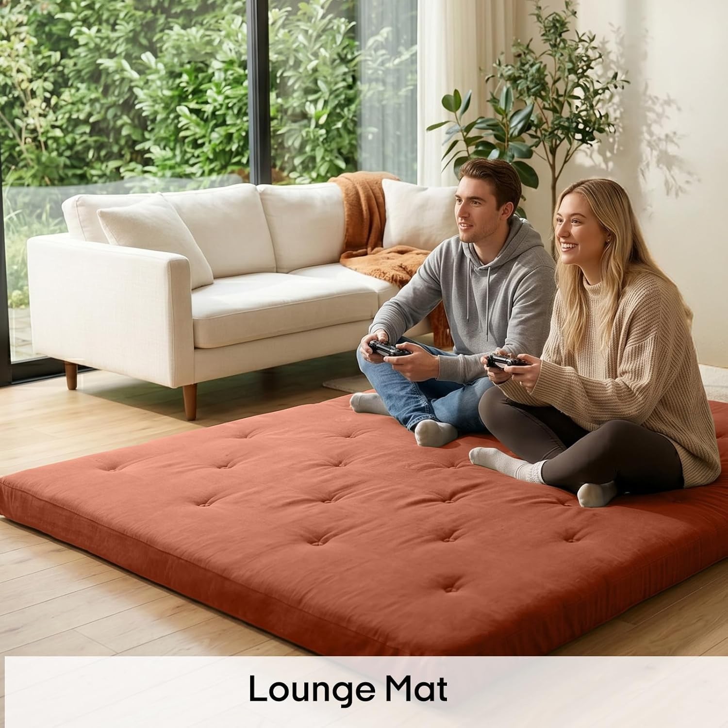 Japanese Floor Futon Mattr Twin Size 75″x 39″, Cotton Cover