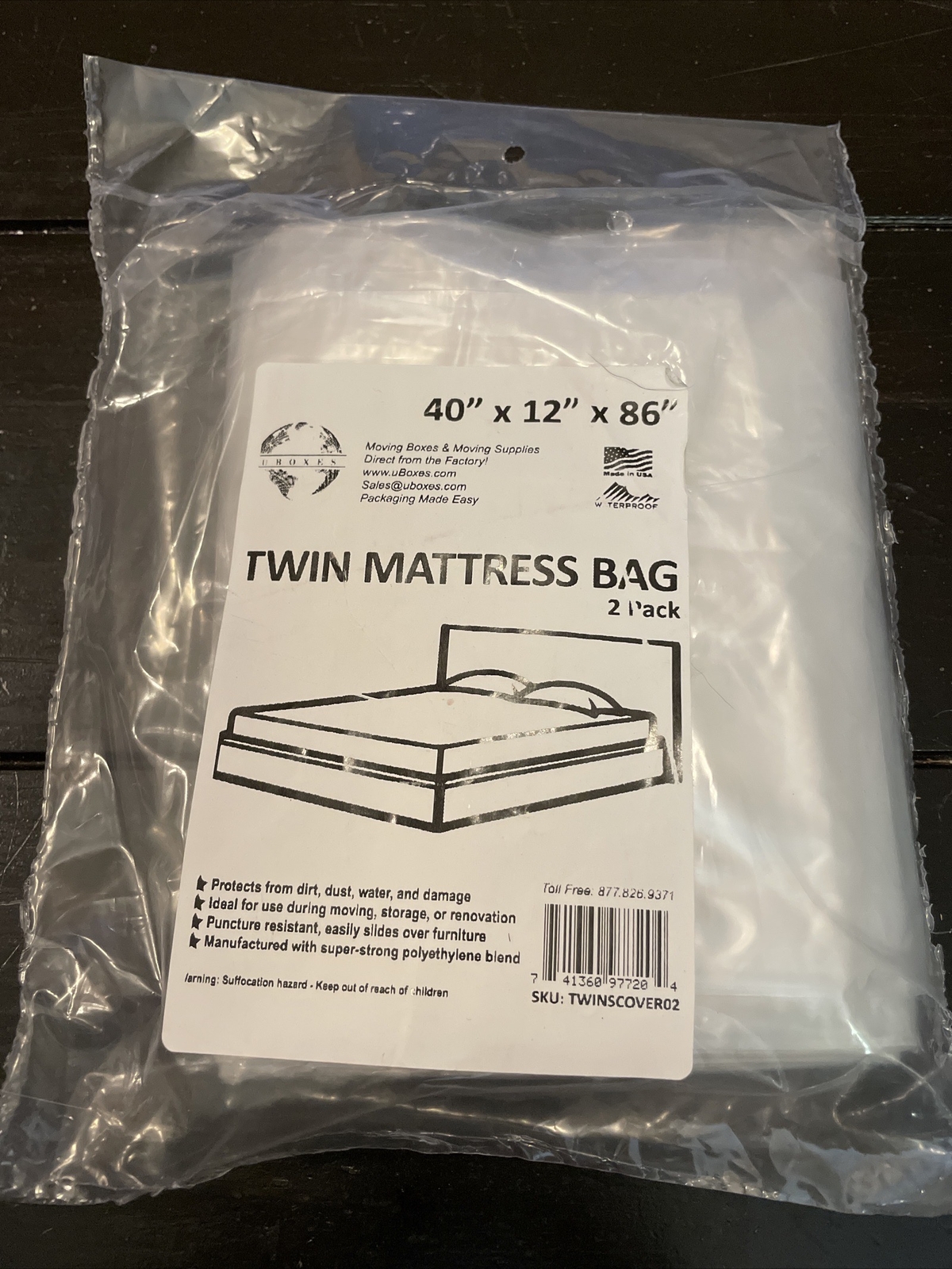 Uboxes Twin Size Mattress Covers, 40″ x 12″ x 86″, Cover, Clear 2 Pack