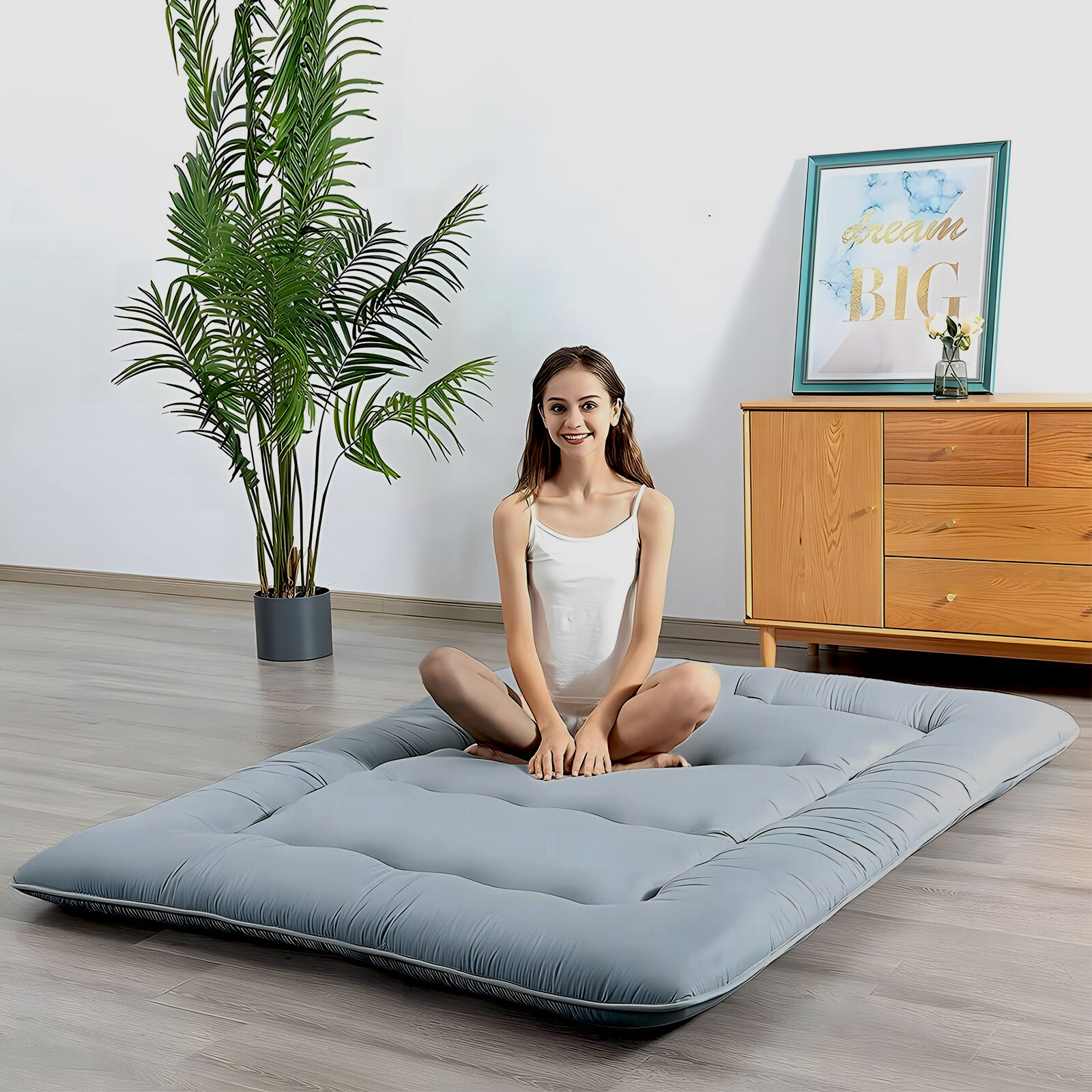 4″ Thicken Tatami Sleeping Pad Twin-Queen Japanese Floor Mattress Futon Mattress