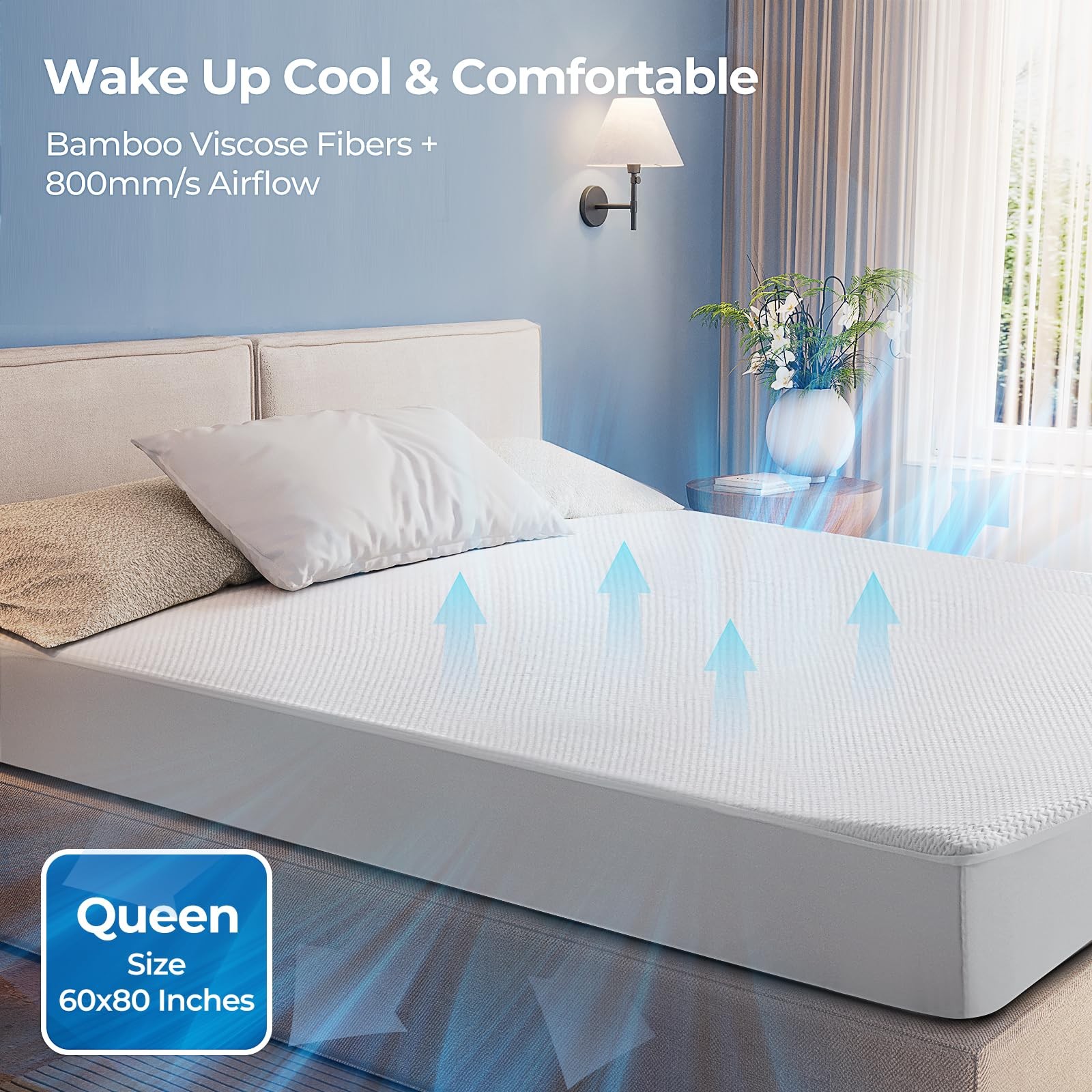 TASTELIFE Queen Size Bed Mattress Protector, Waterproof & Queen, White