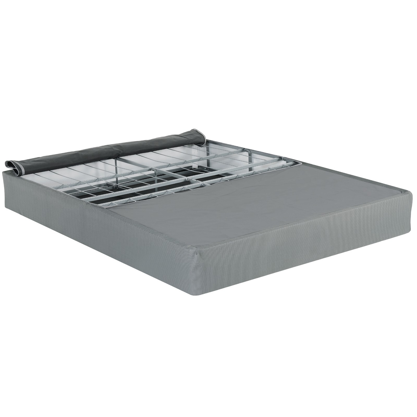 9 in. Foldable Mattress Foundation Box Spring, Full Size Metal Bed Base, Gray
