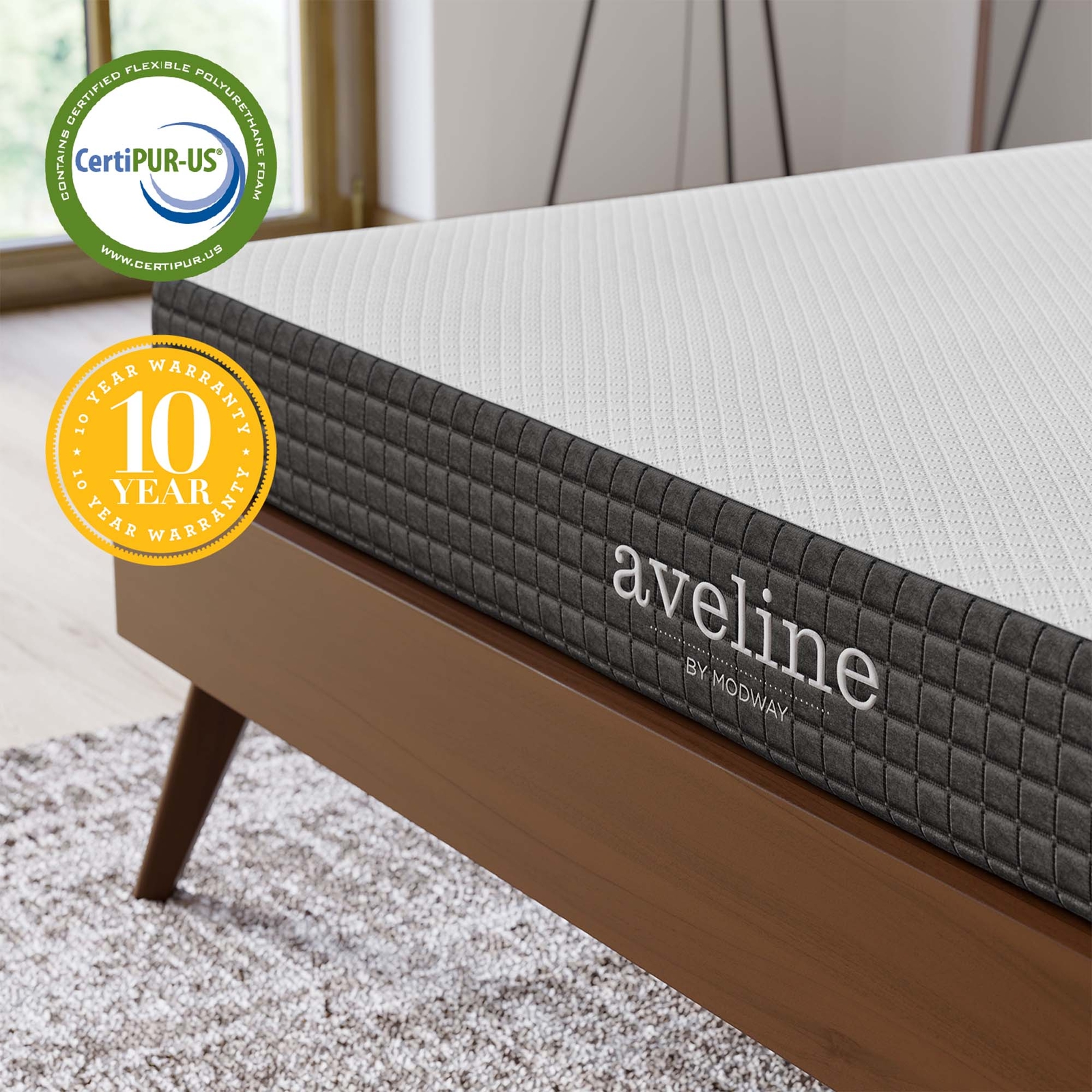 Modway 6″ Cool Gel-Infused Firm King Memory Foam Mattress With 10 Year Warranty