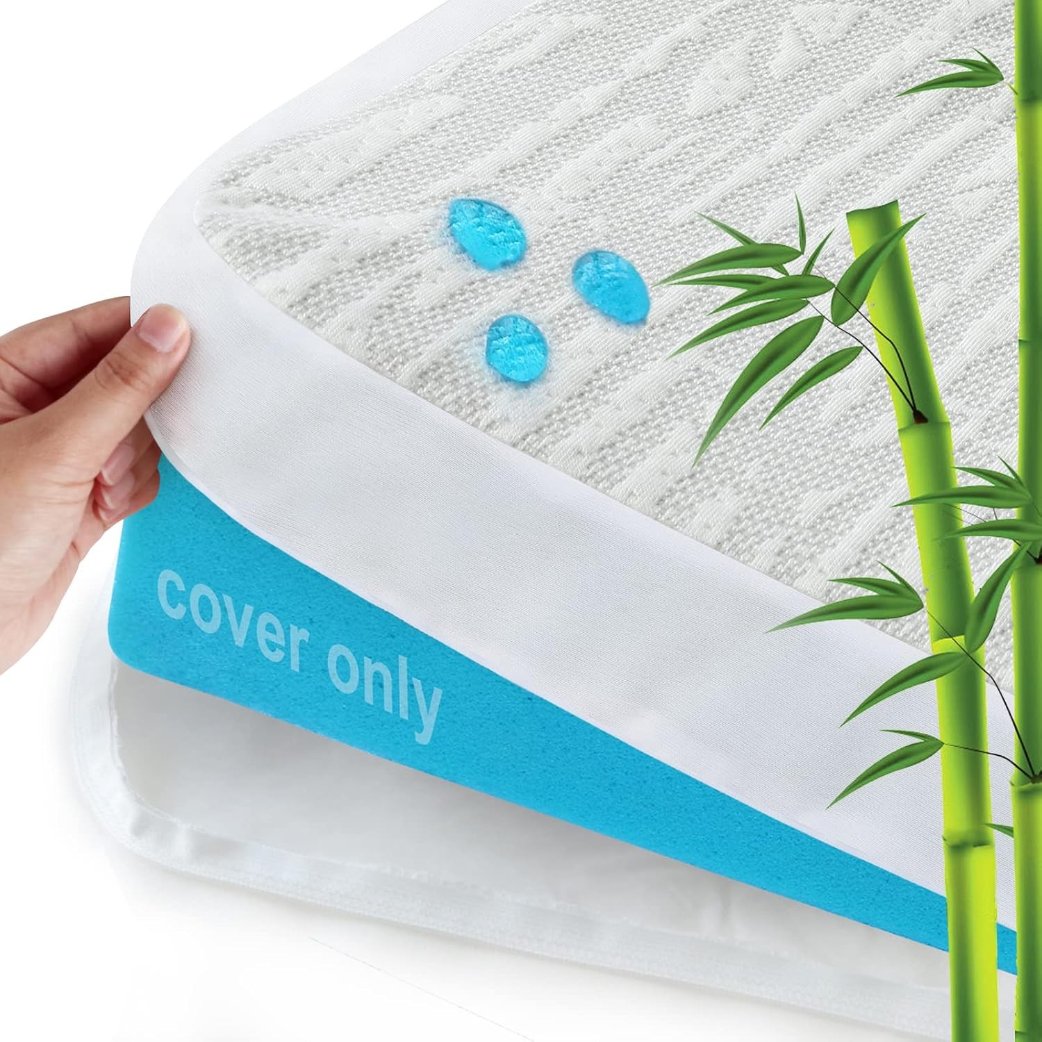 Mattress Topper Cover Protector King Size 3 Inch, 100% Waterproof King, Grey