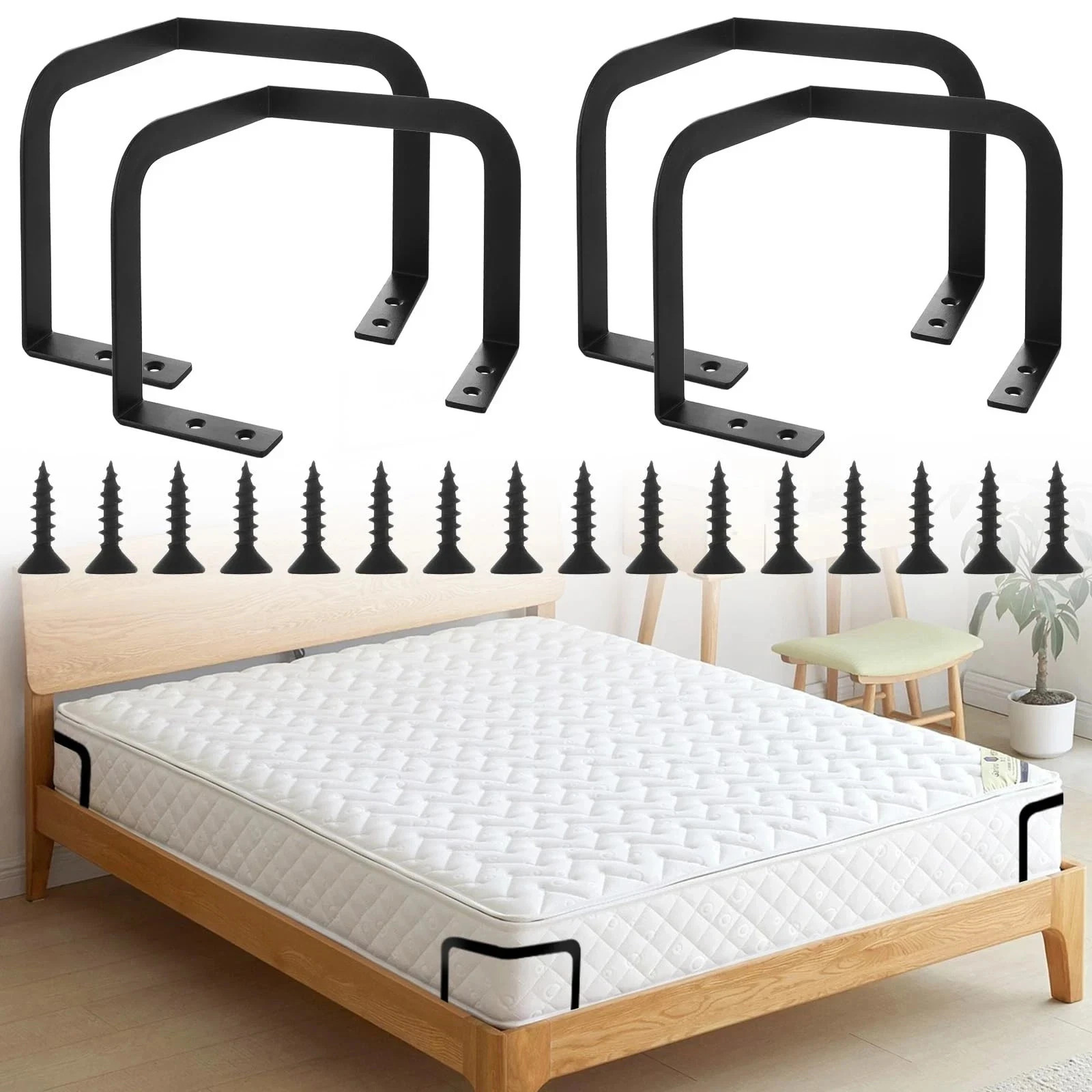 4PCS Metal Mattress Slide Stopper Mattress Retainer Bar for Adjustable Beds N…