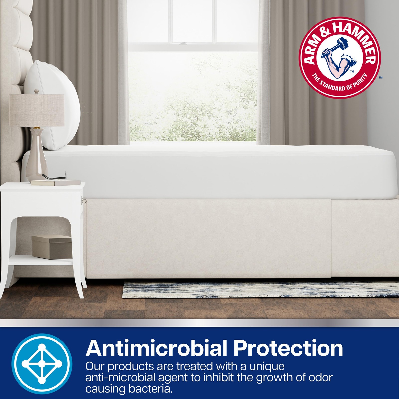 Arm & Hammer Cooling Comfort Fitted Mattress Protector, Twin Twin, White