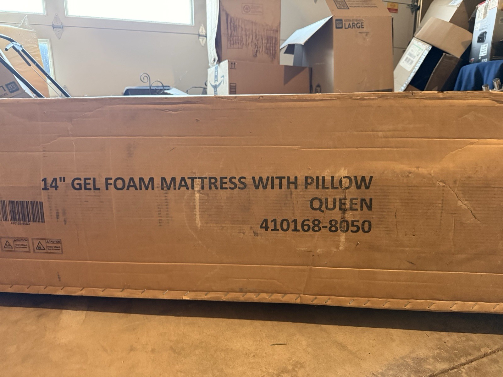 Queen Gel Foam Mattress 14″ Thick with Pillow, Size Queen, MPN 410168-8050
