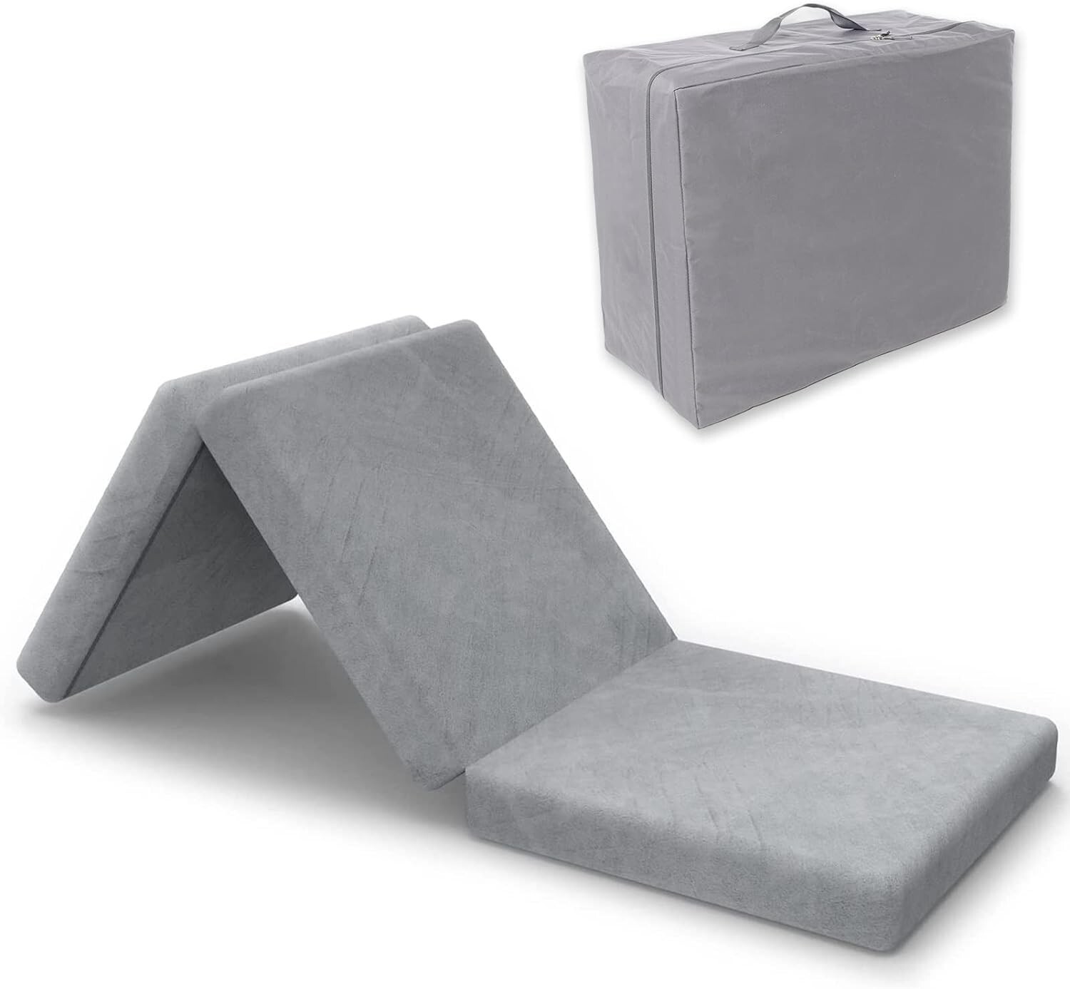 Sleep Floor Mat 4 Inch Tri Folding Single Bed Memory Foam Guest Topper Mattress