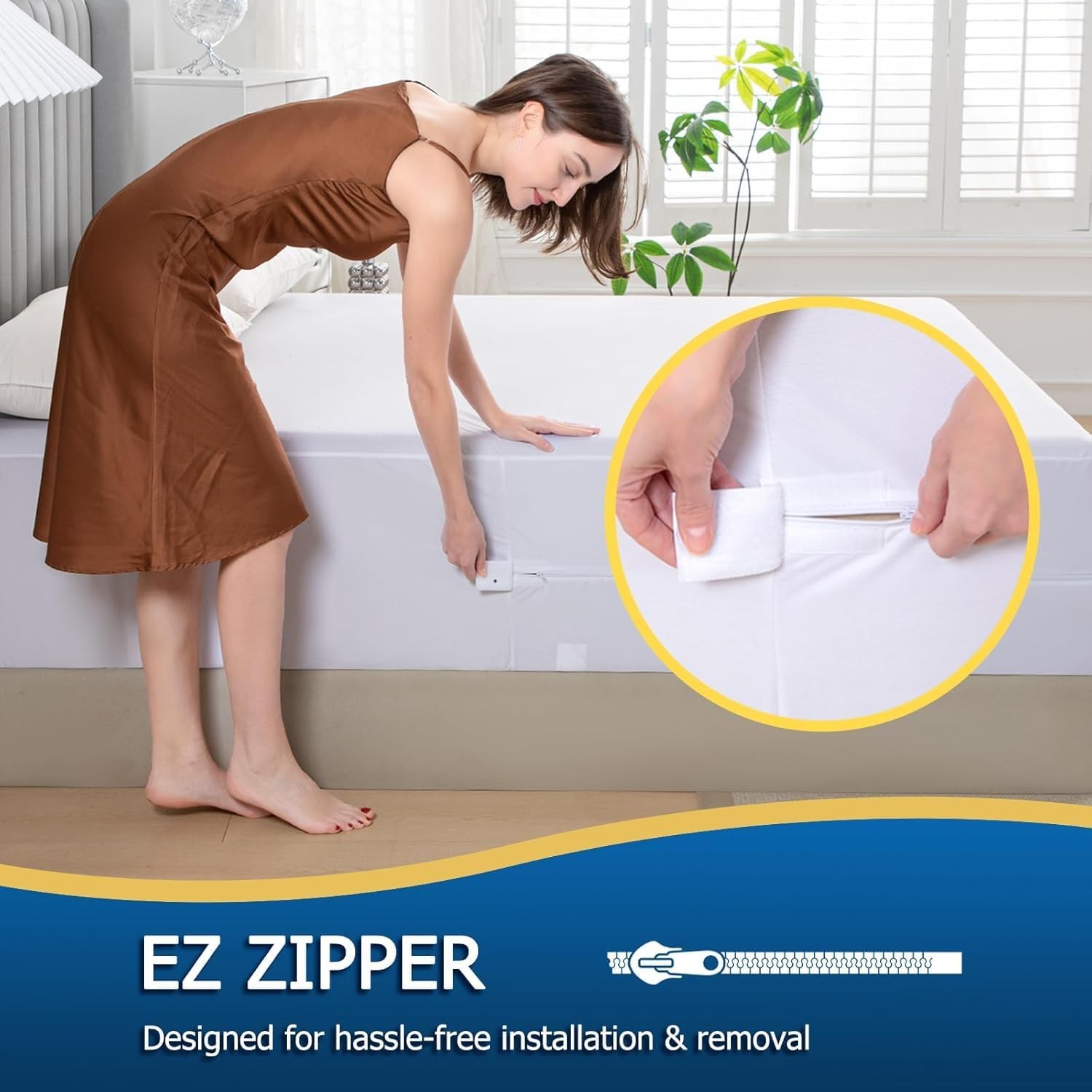 Twin Waterproof Zippered Mattress Encasement, Breathable, Twin, Encasement