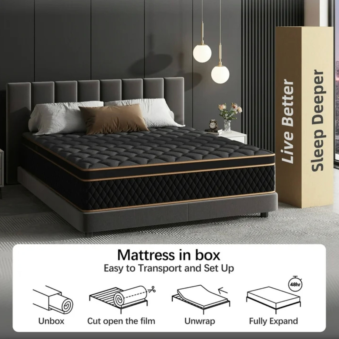 12″ Queen Colchon Pocket Spring Mattress Medium Queen Cama Mattress Euro Top