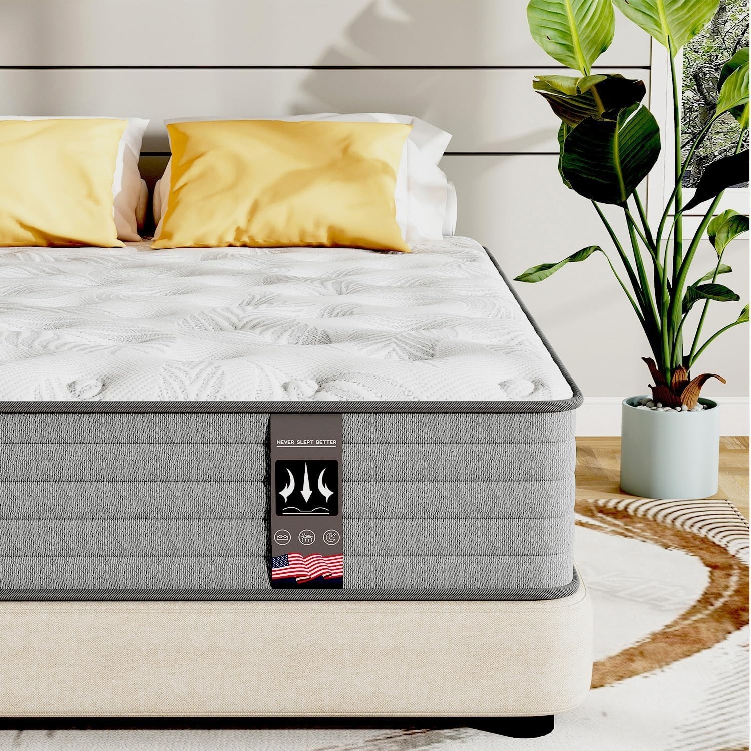 12″ Cal King Hybrid Spring Gel Memory Foam Mattress California King Bed In a Box
