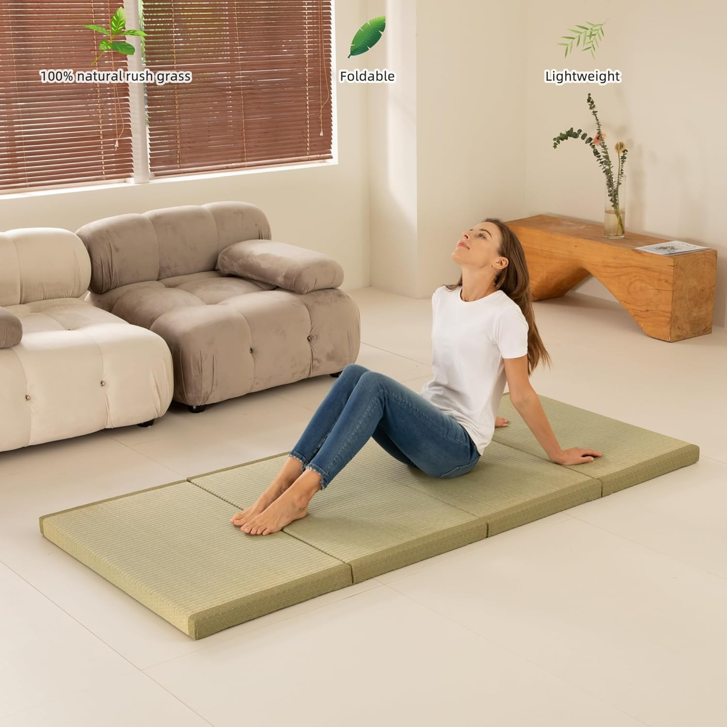 Thick Japanese Tatami Mat Twin Floor Mattress 35.4″ x 78.7″ x 1.8