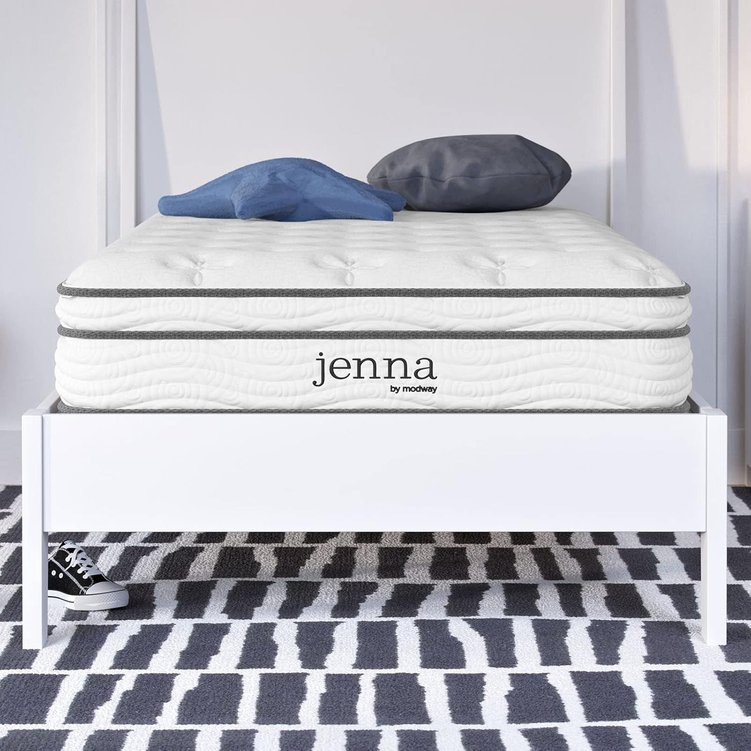 Jenna 8″ Innerspring Narrow Memory Foam Encased Coils Twin Mattress White