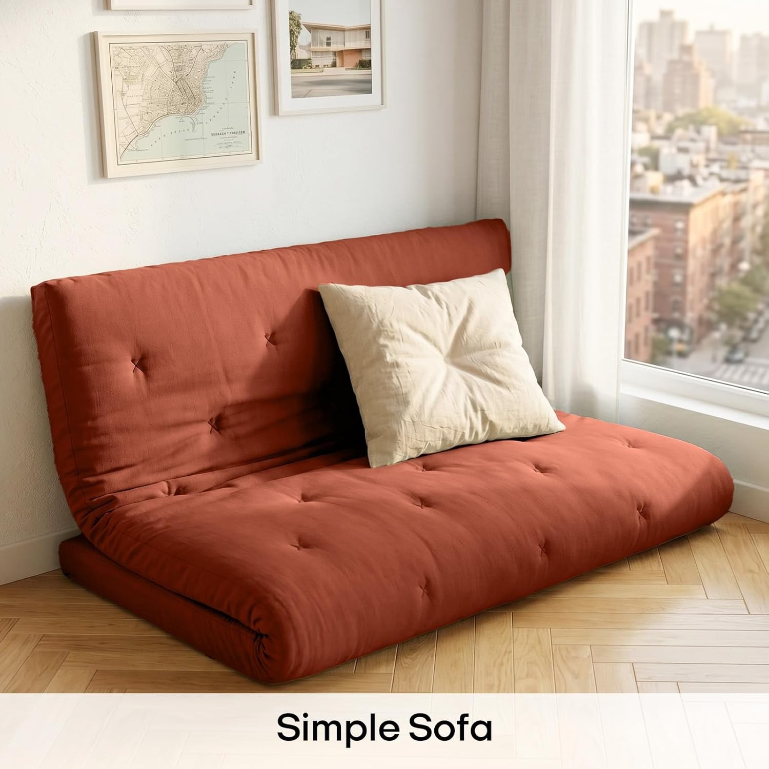 Japanese Floor Futon Mattr Twin Size 75″x 39″, Cotton Cover