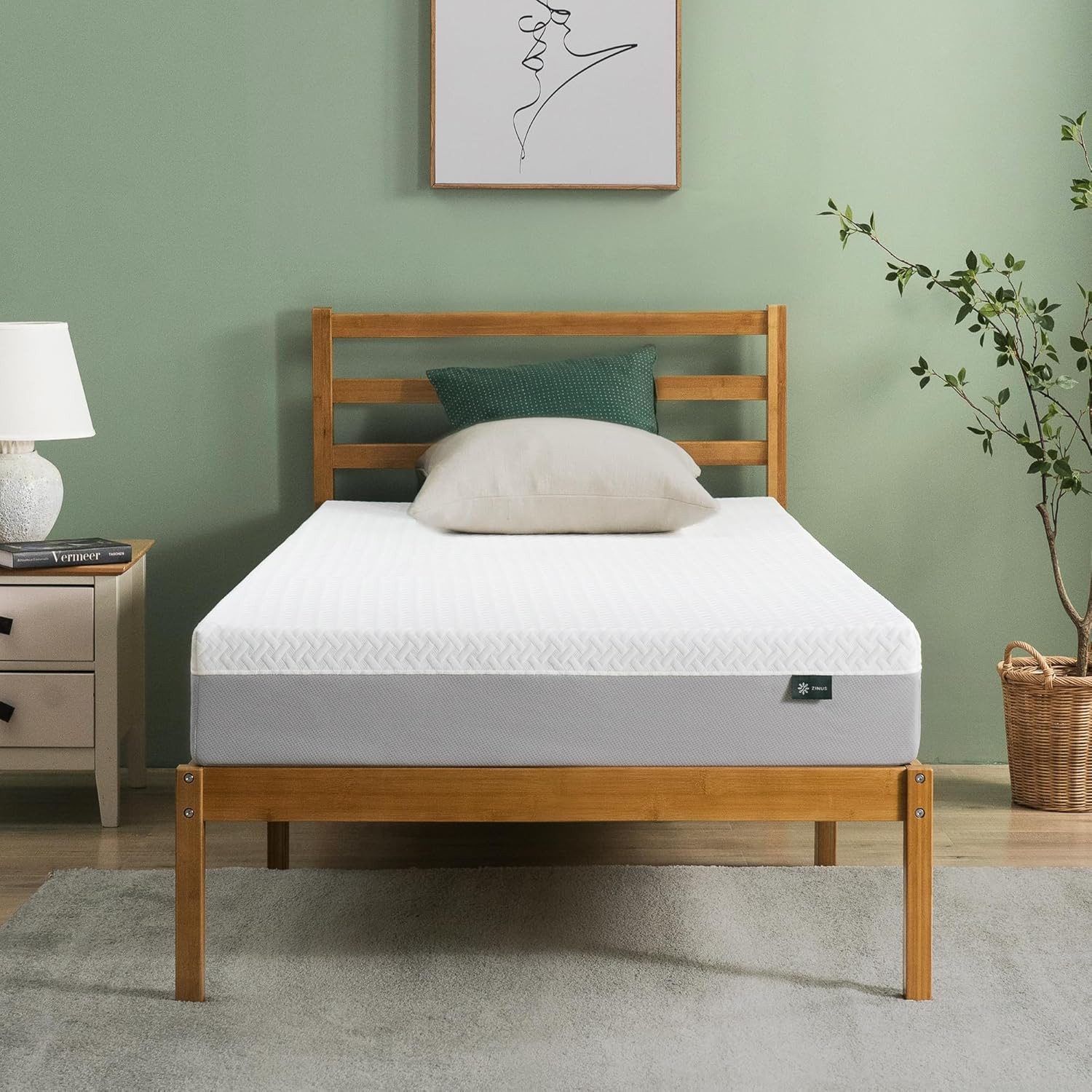 8 Inch Green Tea Essential Memory Foam Mattress [New Version], Twin, Fiberglass