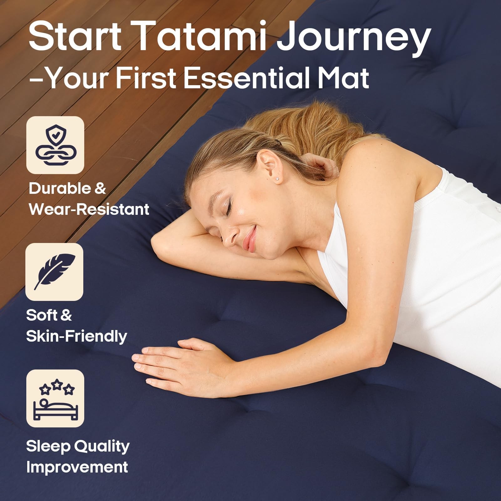 Water Resistant Japanese Futon Mattress, Full Size 75″x54″, 2.5 Inch Thick Ja…