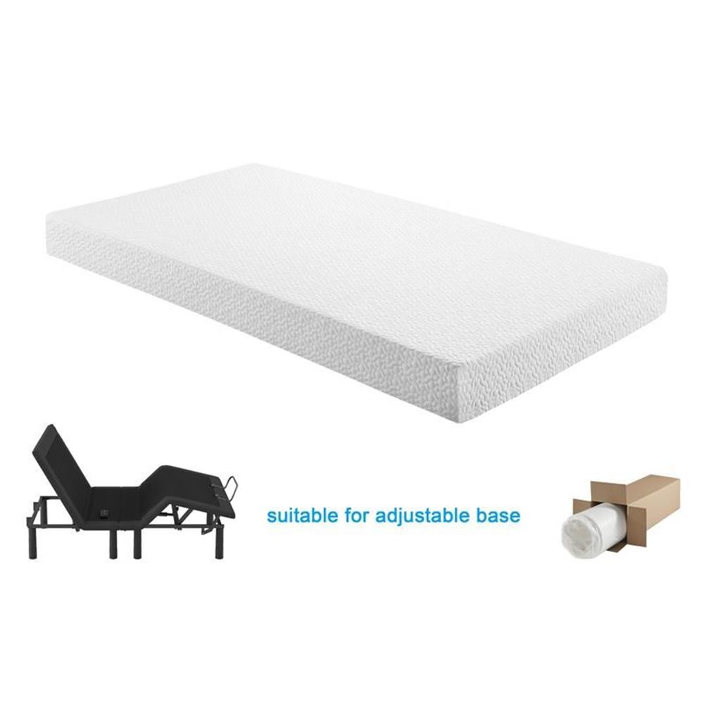 Pemberly Row 6″ Modern Fabric Full Gel Memory Mattress in White