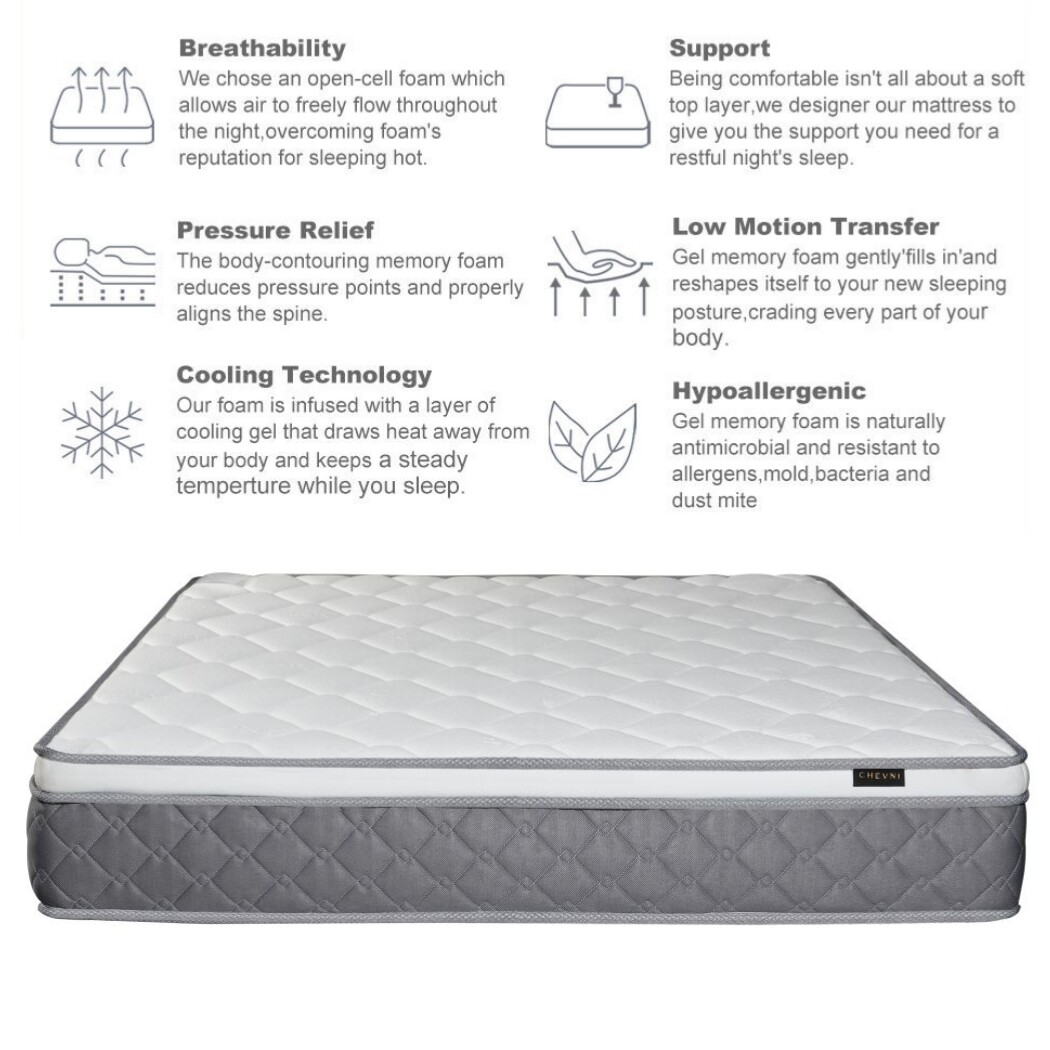 12 Inch Memory Foam Hybrid Queen Size Mattresses Pocket Spring Mattress in a Box