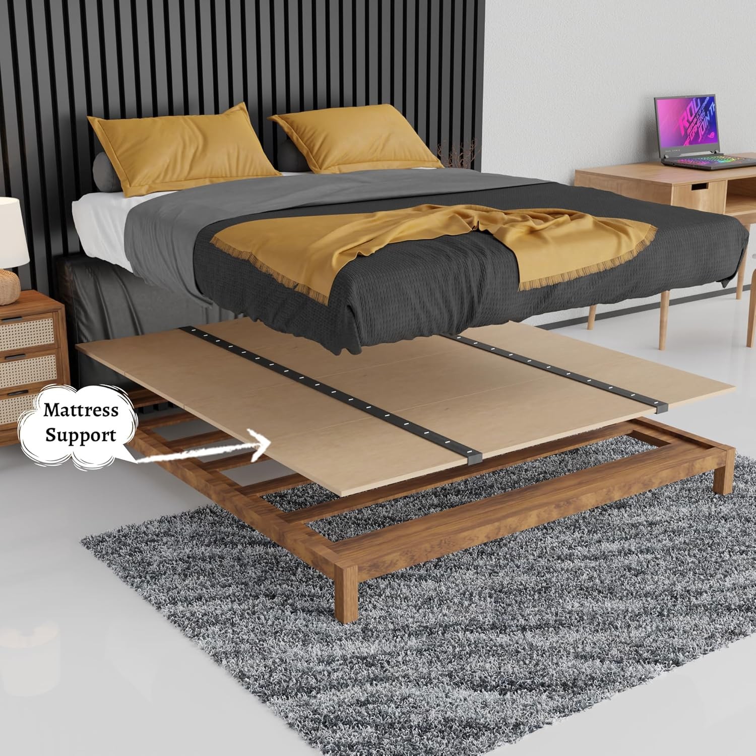 , Folding Bunkie Board – Low-Profile 74″ x 37.5″ Mattr Support