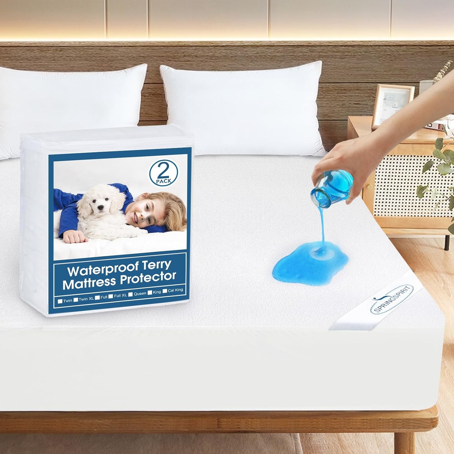 2 Pack Twin Extra Long (XL) Waterproof Mattress Protector, XL, White