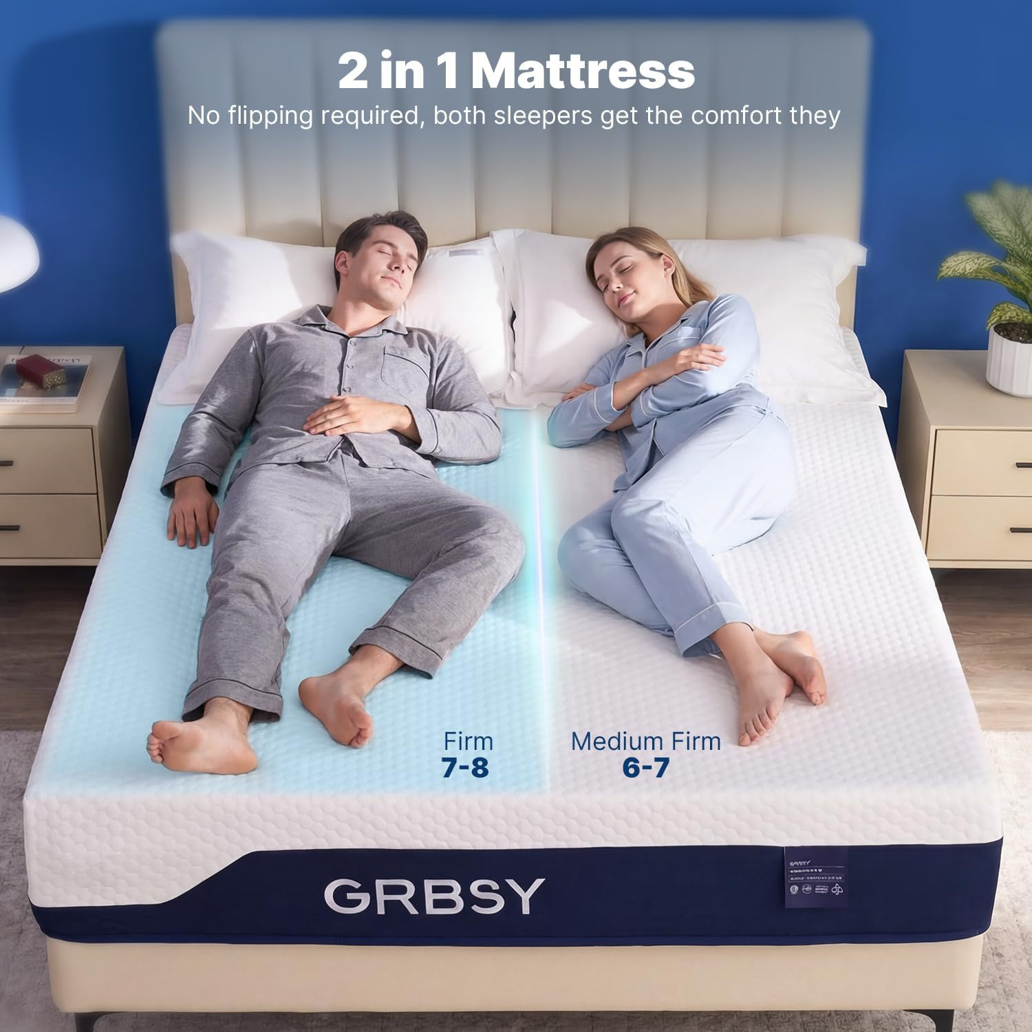Full Mattress Dual Firmness, 14 Inch Cooling Gel Memory Foam Mattress, Back Pain