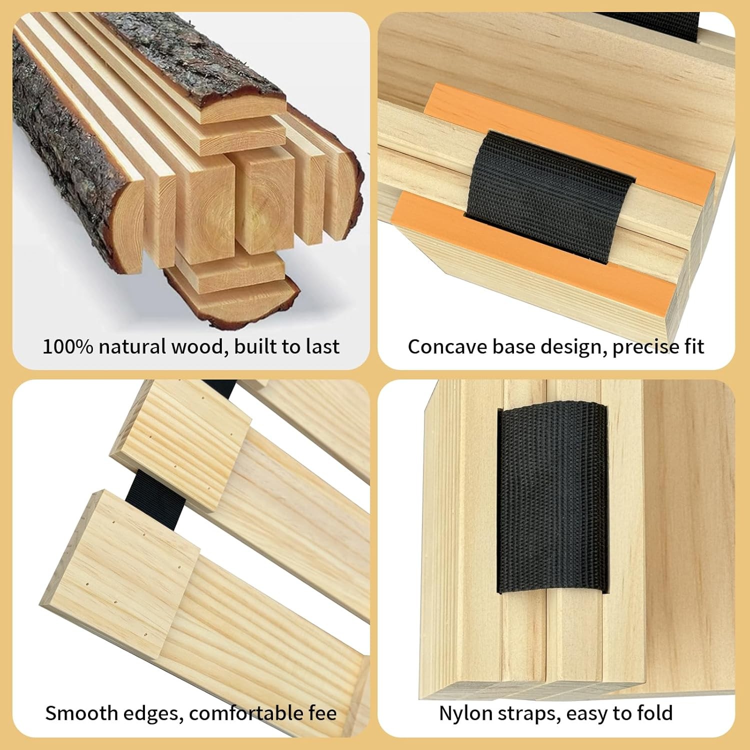 Japanese Tati Mat Floor Bed, Knotl Solid Wood, Roll-Up Slatted, Bed