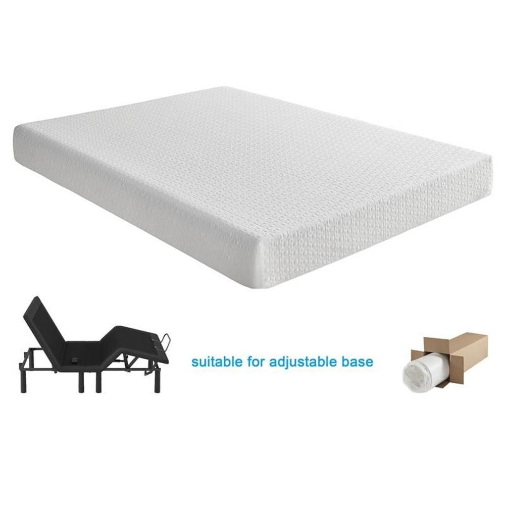 Pemberly Row 8″ Modern Fabric Queen Gel Memory Mattress in White