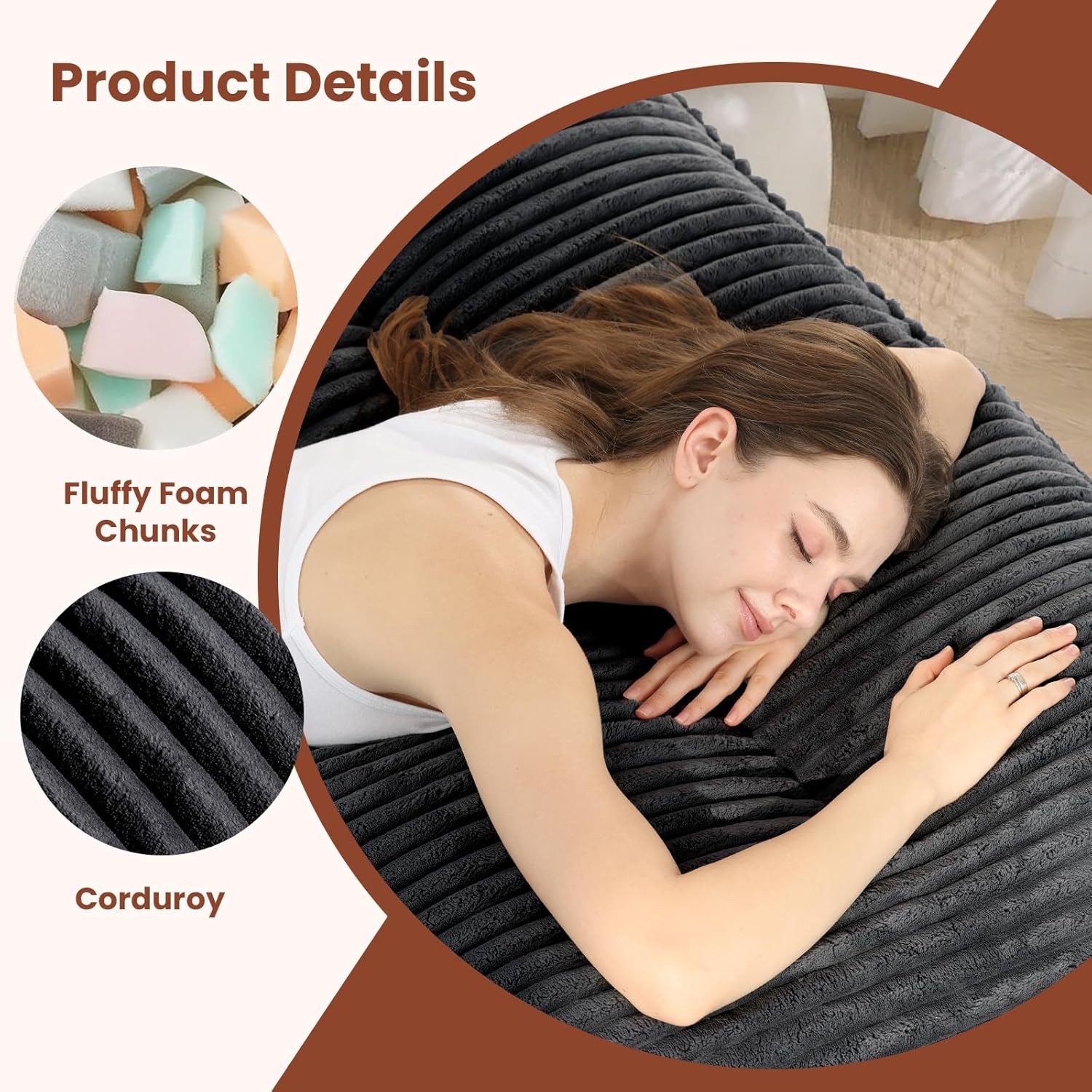 10″ Futon Mattress Queen Size,Futons Sofa Couch Bed W/ Straps Thick Corduroy