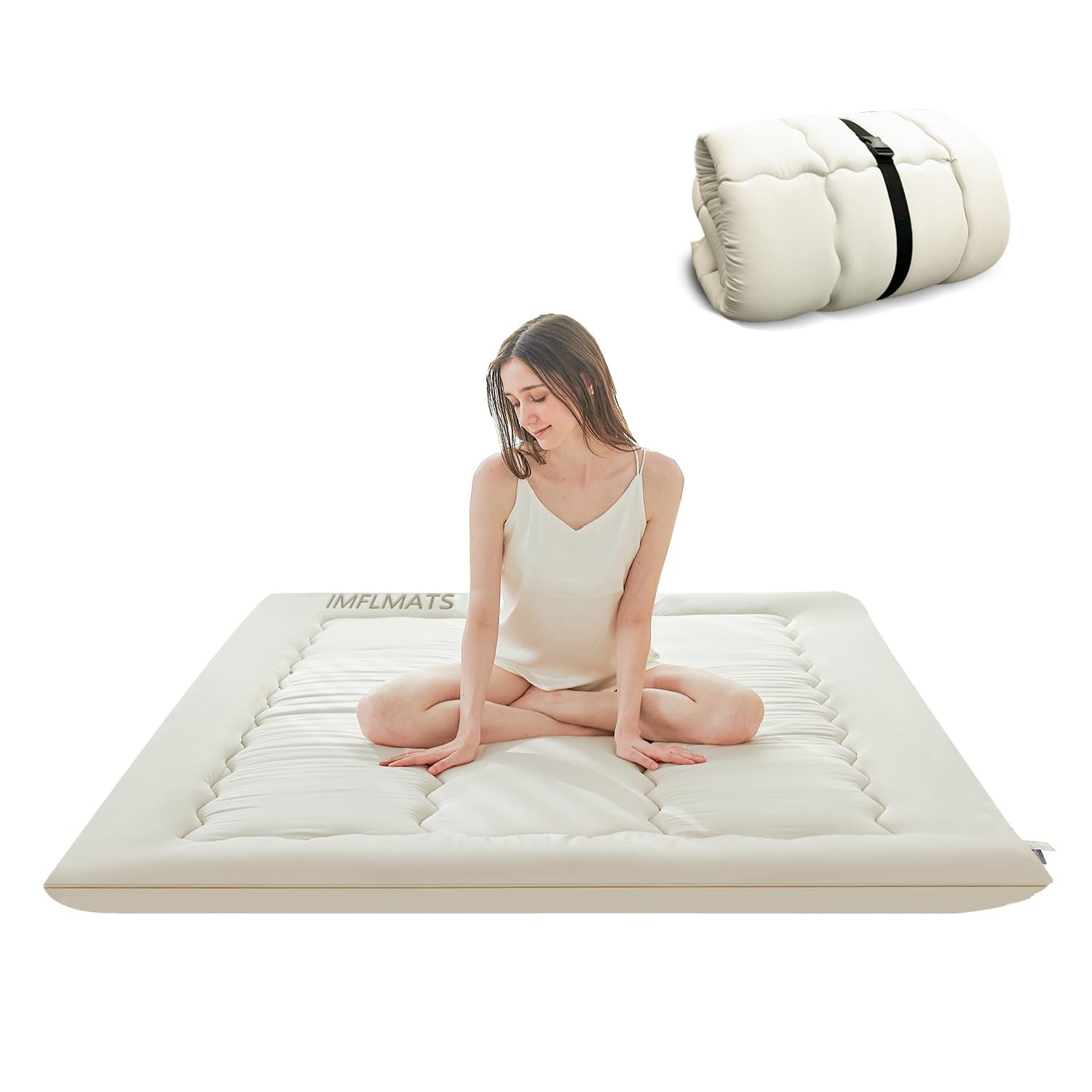 Japanese Floor Mattress Futon Mattress,3″ Foldable Tatami Sleeping Pad for Ad…