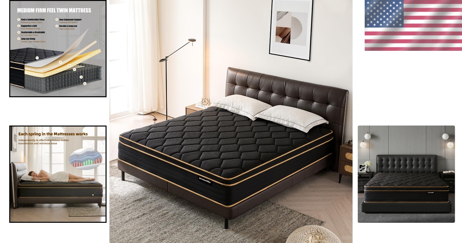 Twin Mattress 10 Inch Memory Foam Hybrid Breathable Cooling Gel Support