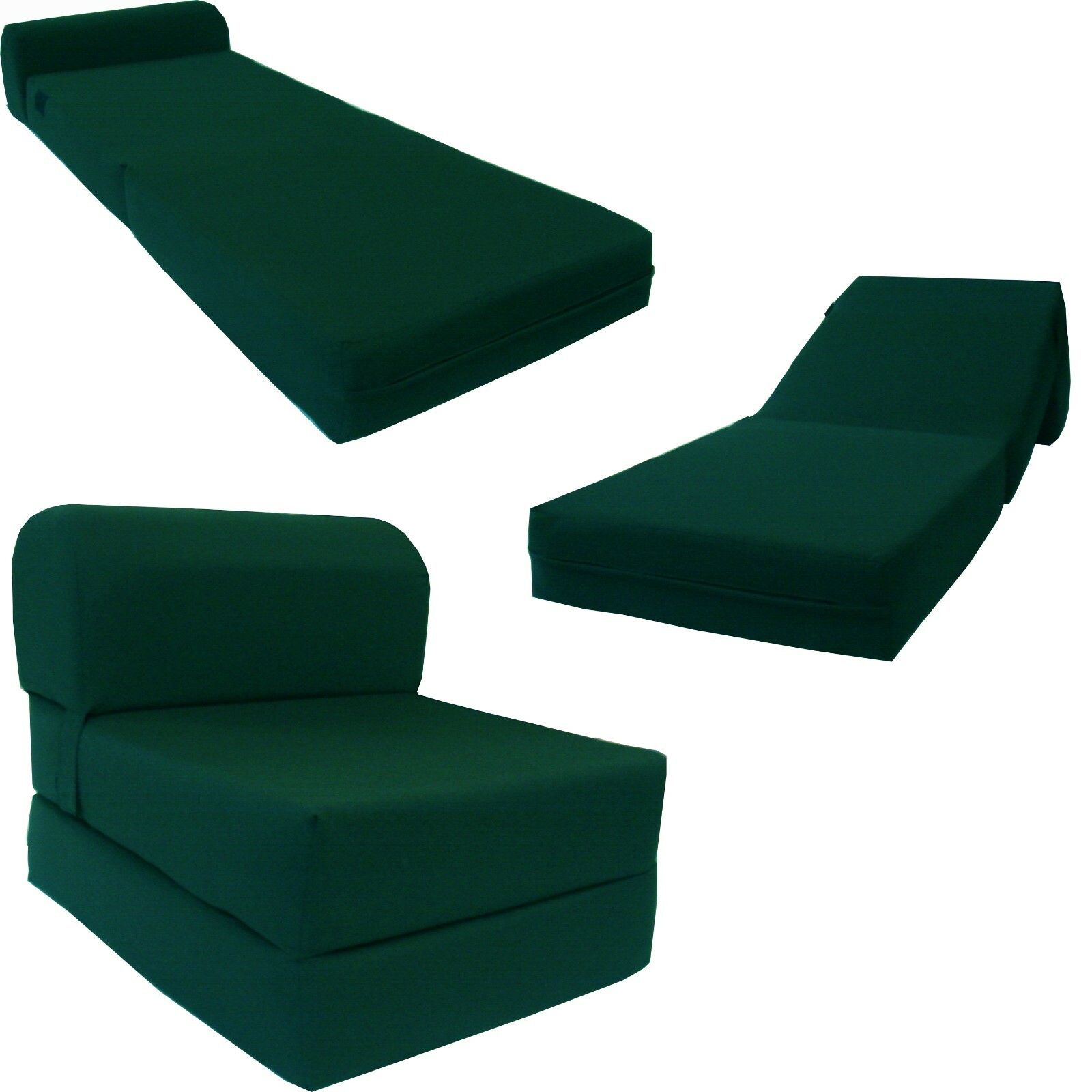 Sleeper Chair Folding Foam Beds, Flip Chair Mattresses, Hunter Green 6 x 24 x 70