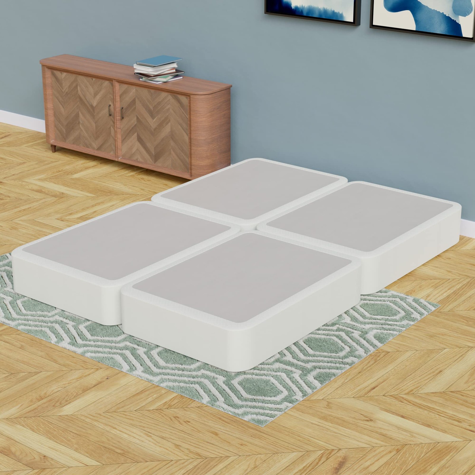 , 4-Inch Sturdy Wood Box Spring for Mattress Support – Durable and Fully Asse…