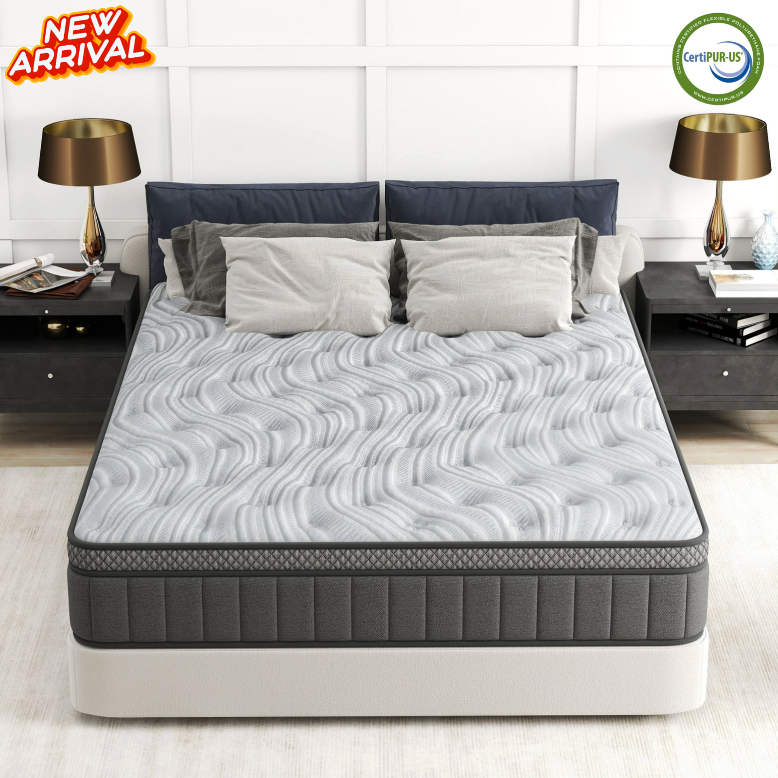 12” Colchón Full Híbrido Gel Memory Foam Full Hybrid Gel Mattress Medium Firm