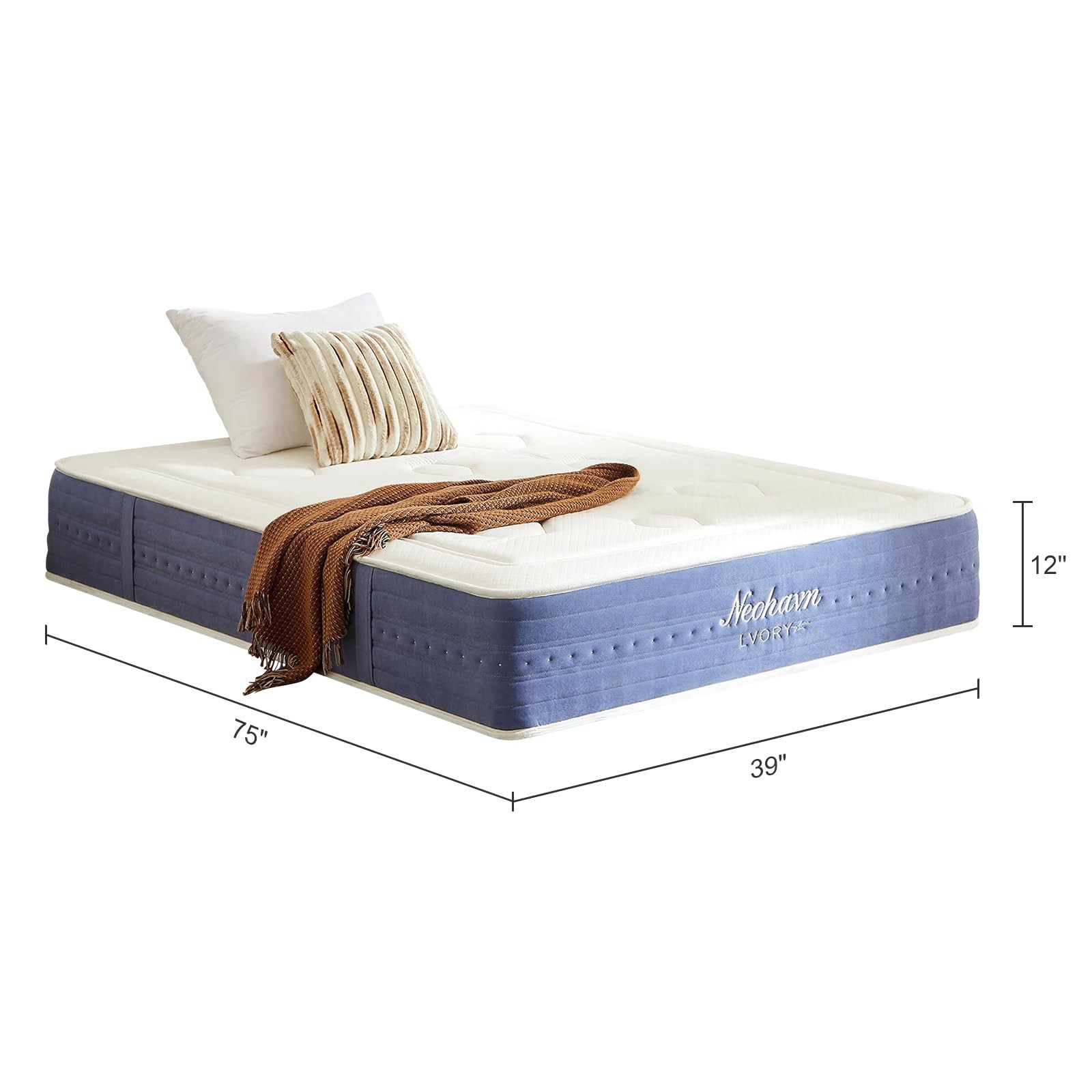 Twin Mattress, 12 Inch Cooling Memory Foam Hybrid Mattress for Cool Night Sle…