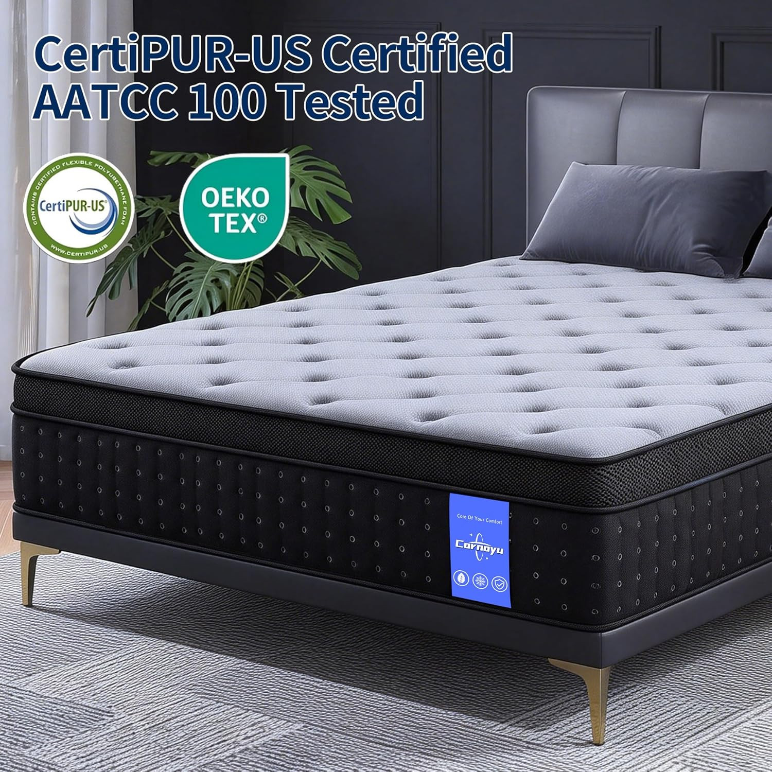 Queen Mattress, 12 Inch Medium Firm Hybrid Mattress in a Box, Gel Memory Foam &
